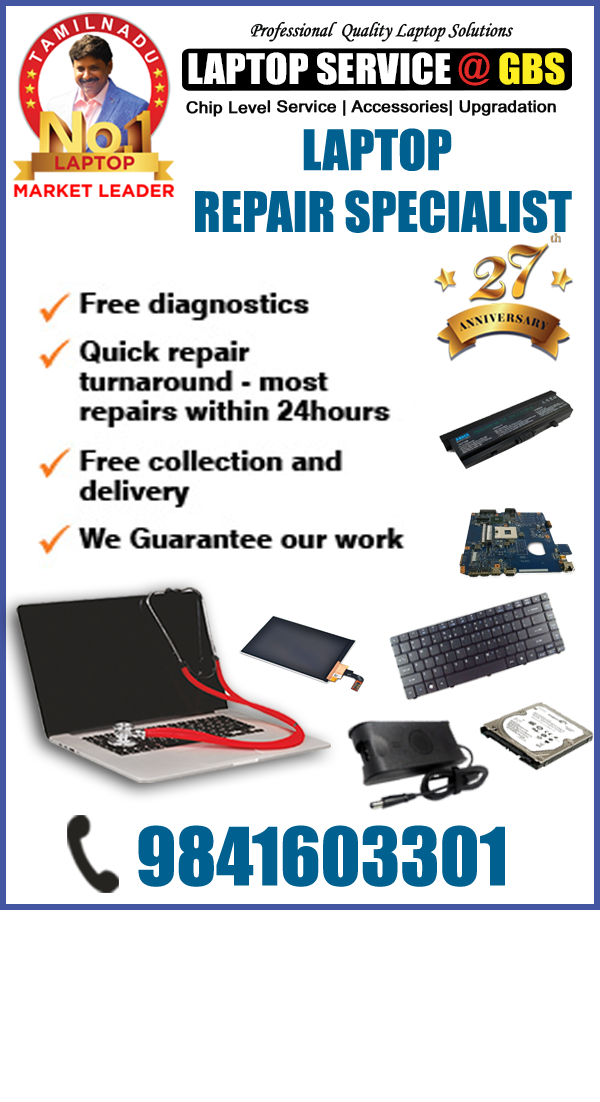 laptop service gbs kk nagar chennai